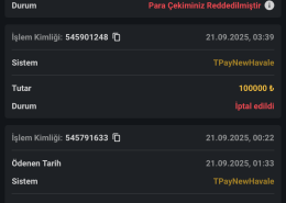 Kural ihlali bahanesiyle çekim talebimi iptal ettiler 200k parayı sildiler …