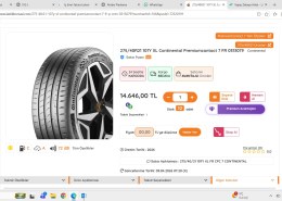 lastikbosasi.com sitesi üzerinden, ilanında 2026 üretim yılı olarak belirtilen 4 adet 275/40R21 …